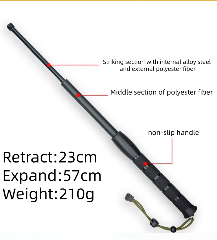 Lightweight expandable baton, self-defense weapon, retractable polyester fiber stick, legal self-defense anti-riot supplies, vehicle-mounted three-section rubber (baton)