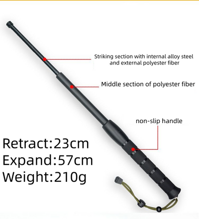 Lightweight expandable baton, self-defense weapon, retractable polyester fiber stick, legal self-defense anti-riot supplies, vehicle-mounted three-section rubber (baton)