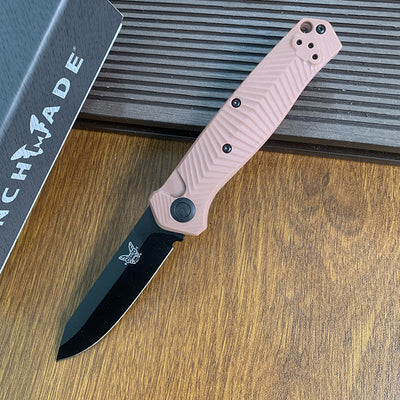 Benchmade 8551BK Outdoor Folding Knife with Fiberglass Handle – High-Hardness S35V Steel, Titanium-Coated Blade; Suitable for Wilderness Survival, Fishing, and General Utility.