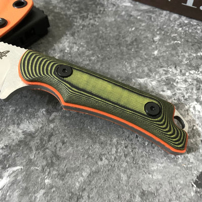 Benchmade 15017K Fixed-Blade Knife with Sheath – High-Hardness D2 Steel; Suitable for Outdoor Camping, Survival, Fishing, and Utility Tasks.