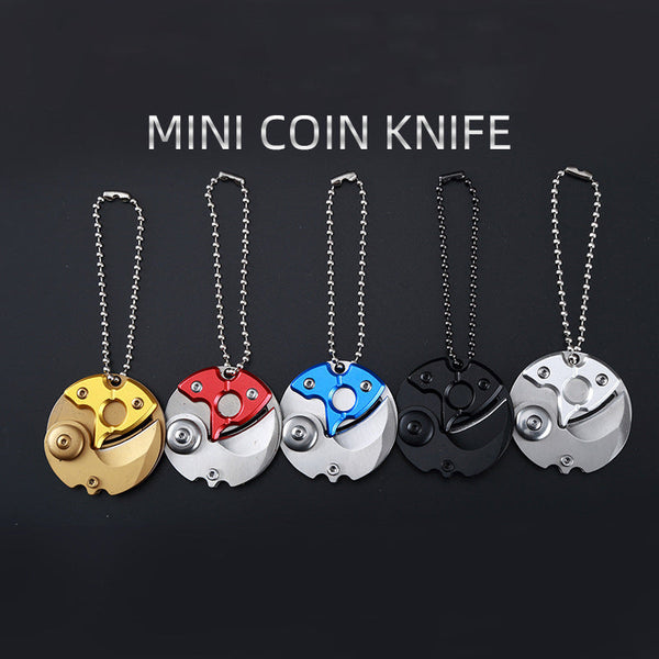 Mini Coin Knife Keychain Pendant EDC Defense