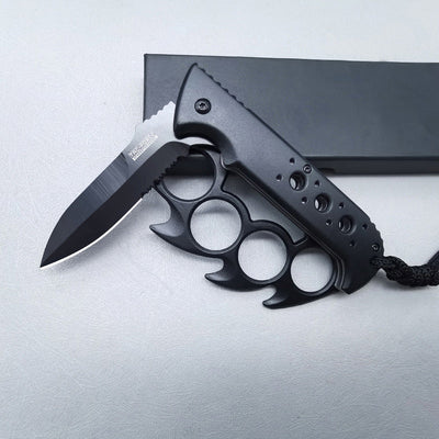 Cool Hot Wheels Tiger Finger Folding Outdoor Survival Knife Four-Finger Knuckle Ring Finger Guard High Hardness Sharp Stainless Steel Tool